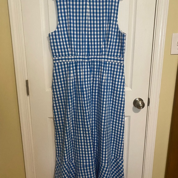 NWT J. Crew Blue Gingham Sleeveless V-neck Ruffled Dress - Picture 5 of 6